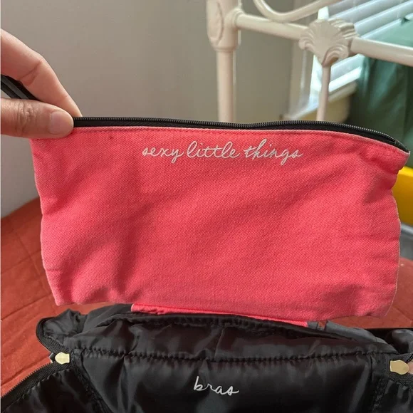 Victoria's Secret Pink and Black Cosmetic Bag/bra and panty bag - Picture 6 of 7